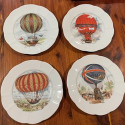 Set of 4 Decorative Hot Air Balloon Plates