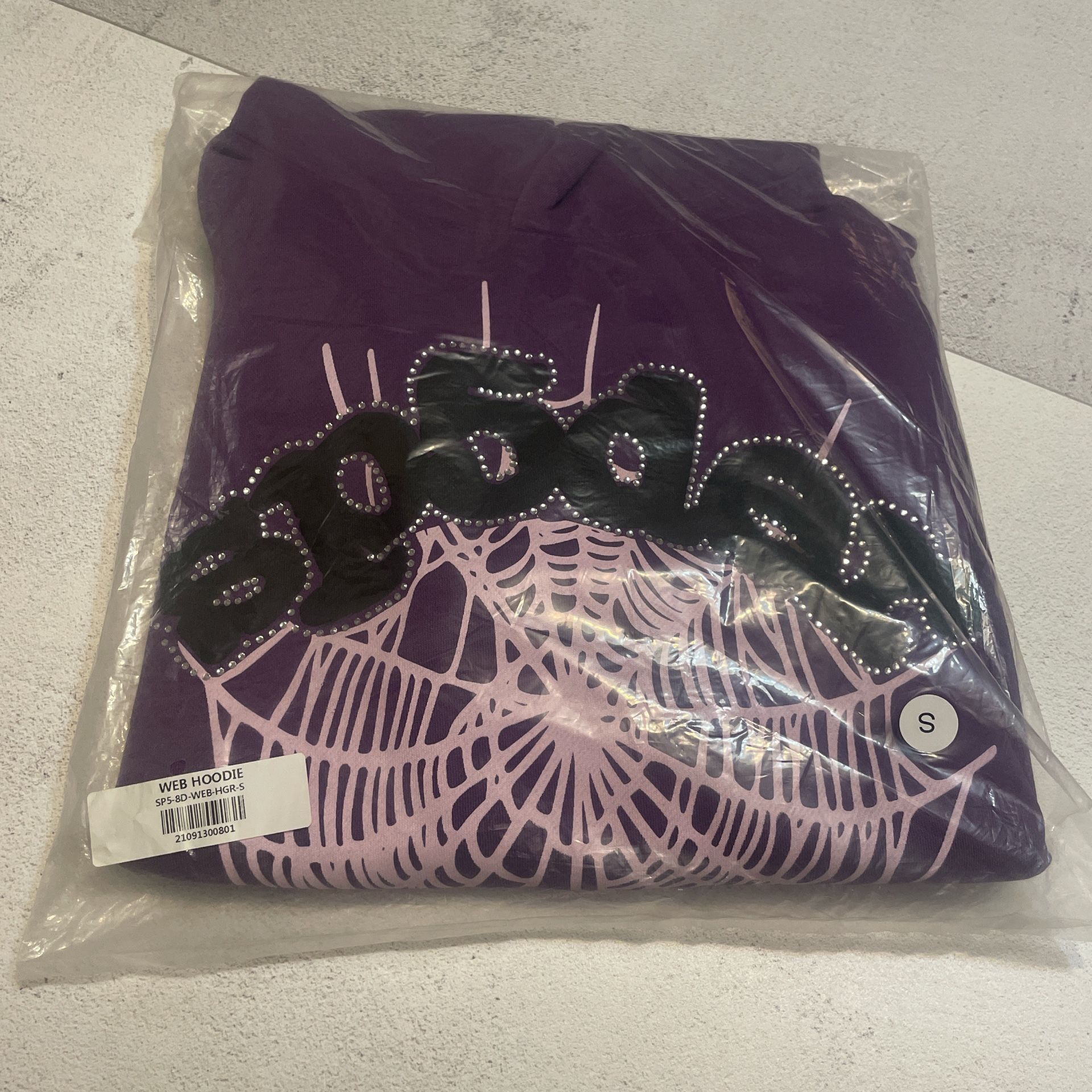 Sp5der Web Hoodie Purple Sealed Size Small & Accessories
