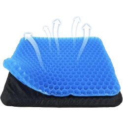 Gel Seat Cushion, Double Thick Egg Gel Cushion for Pressure relief , Breathable Wheelchair Cushion Chair Pads for Car Seat Office Chair Blue