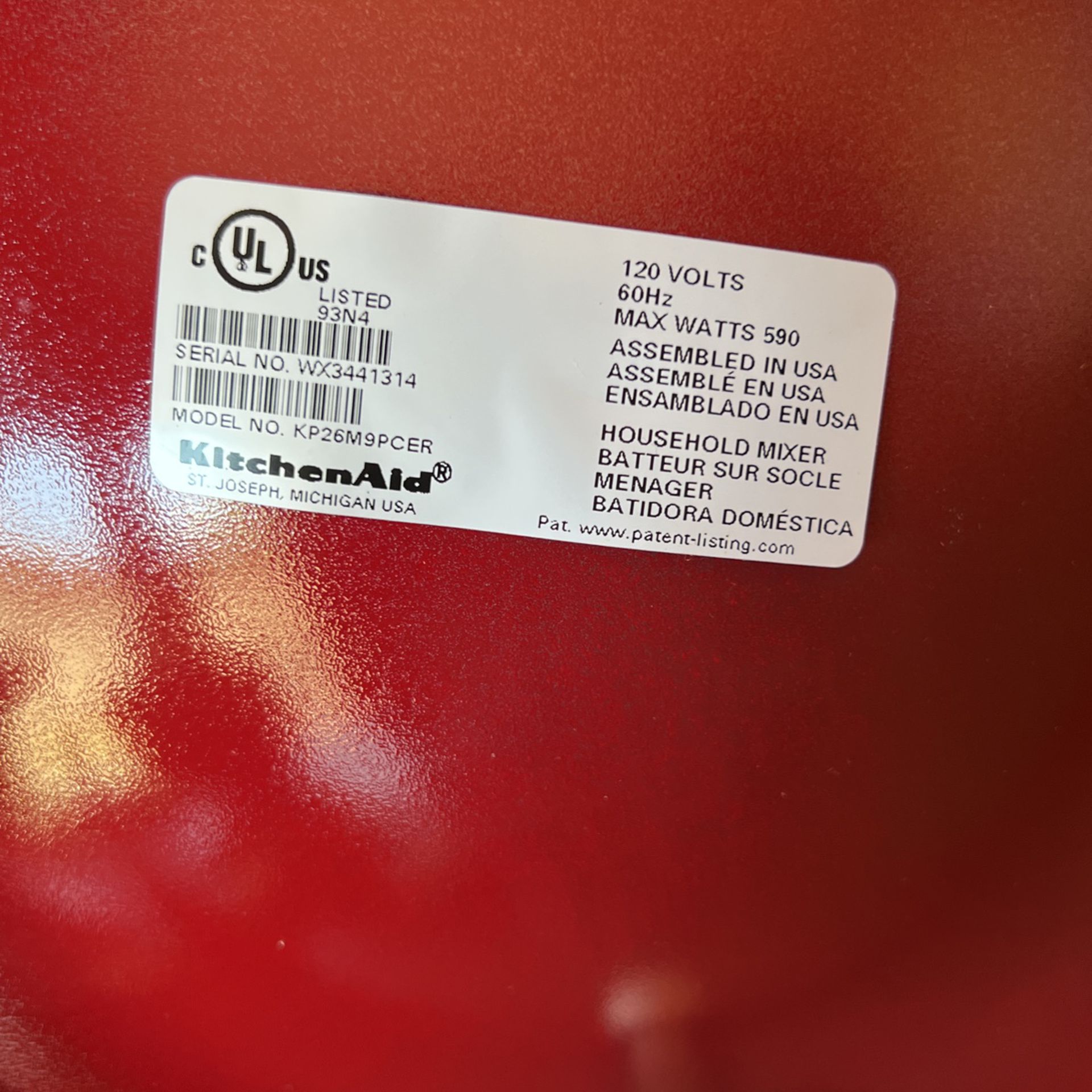  KitchenAid Professional 600 Standing Bowl 5.7 lt. Color Empire  Red, Model KP26M9PCER, 60Hz. 120 Volts. : Hogar y Cocina