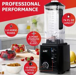 Mueller DuraBlend, 10-Speed 3.0hp Professional Series Blender - Pulse Mode and Ice Crushing Powerful Motor, Smoothie Blender, 74 Oz, 6 Stainless Steel