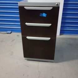 Solid metal file cabinet wood drawers