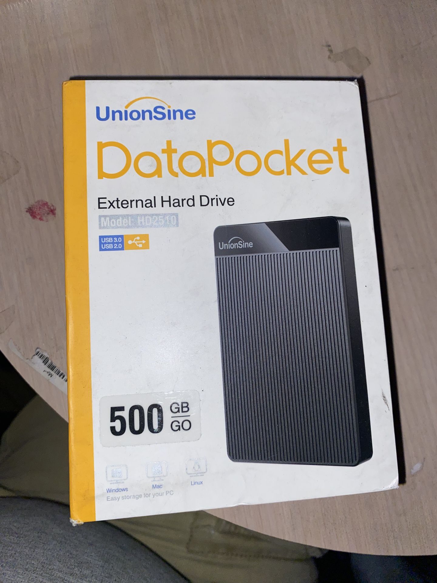 UnionSine DataPocket 500GB External Hard Drive - Black (HD2510) Sealed