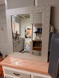 Rectangular bebe silver mirror