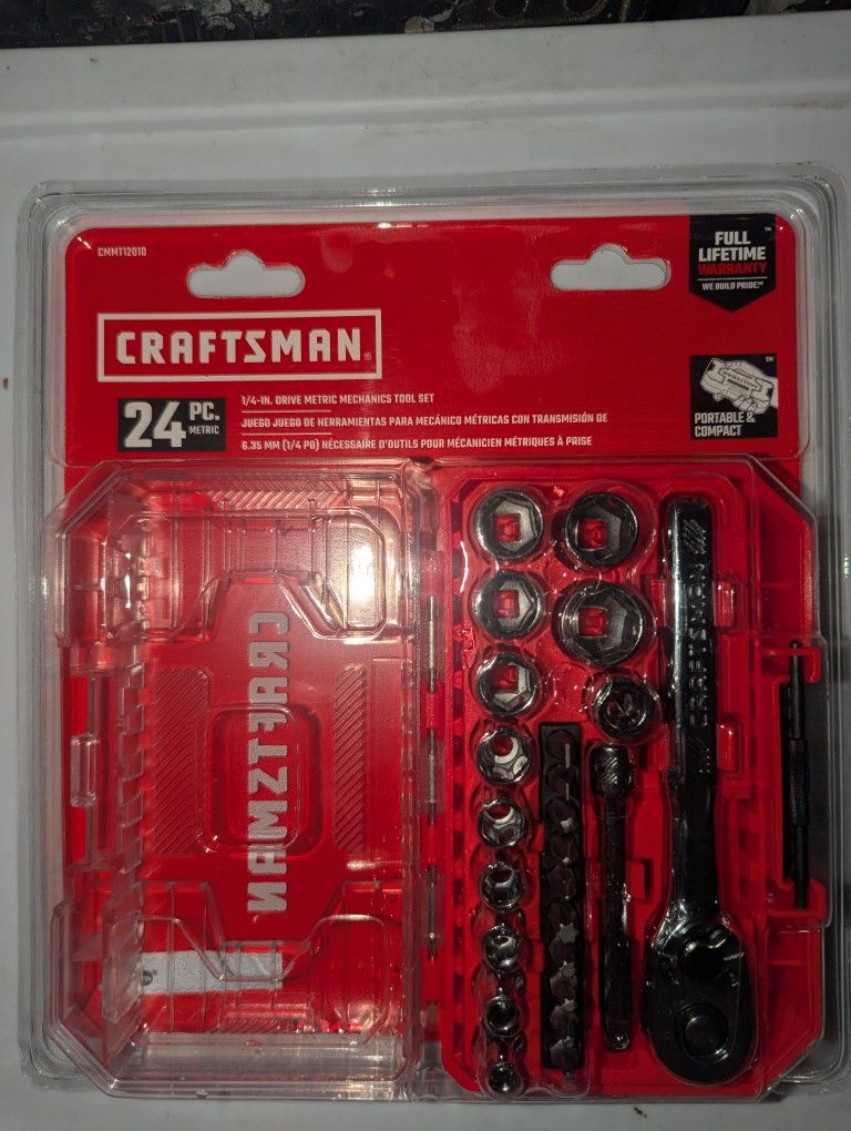 CRAFTSMAN Socket Set, 24-Piece, 1/4 Inch Drive, Metric, Includes Storage Case