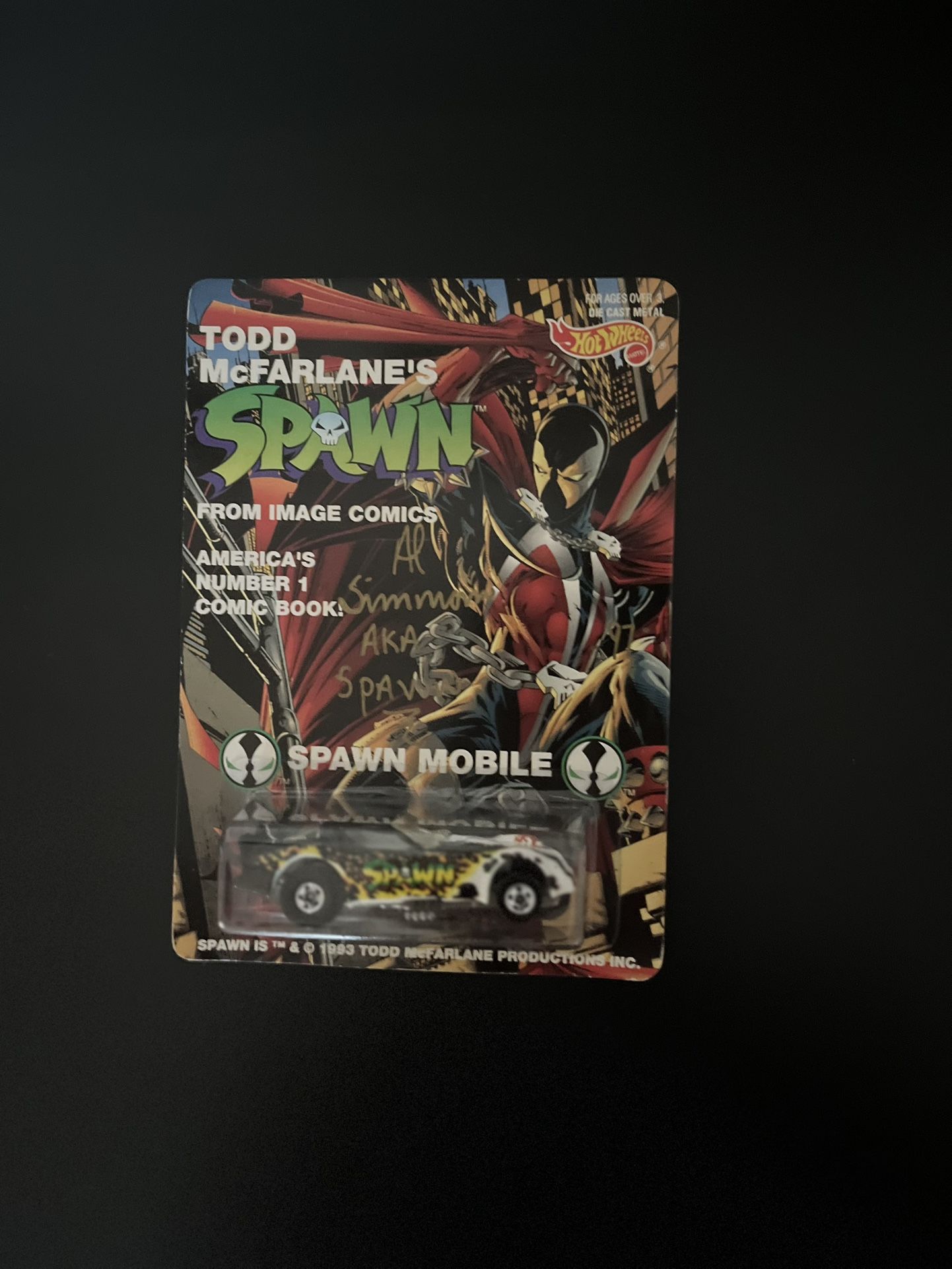 Autographed Hot wheels Tod McFarlanes Spawn Mobile