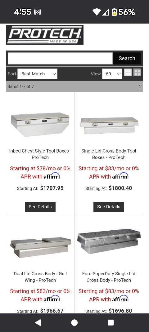 Pro Tech Dual Cross Body Truck Toolbox W Key