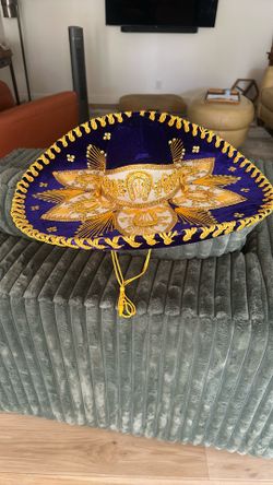 BELRI HANDMADE SOMBRERO HAT GOLD PURPLE NICE ! 