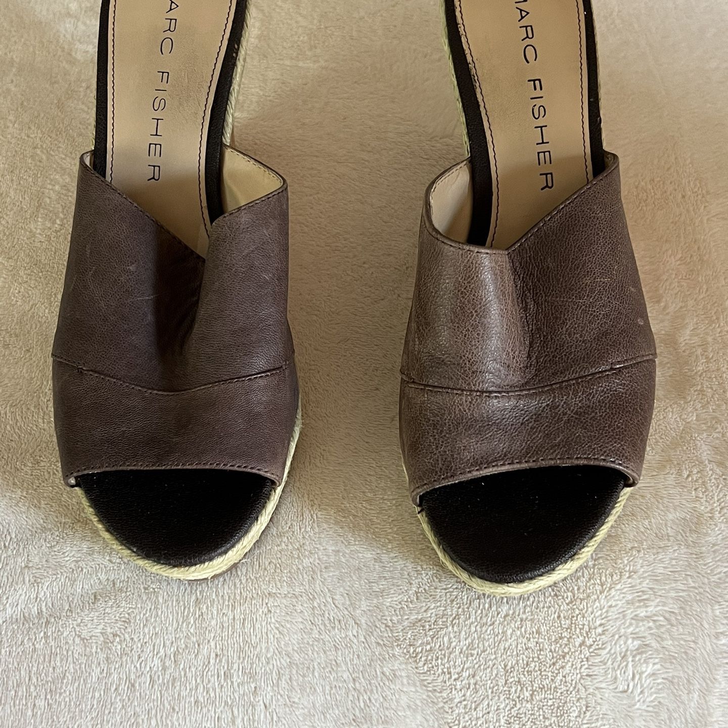 Marc Fisher Wedge Sandal, Leather Upper 9-1/2