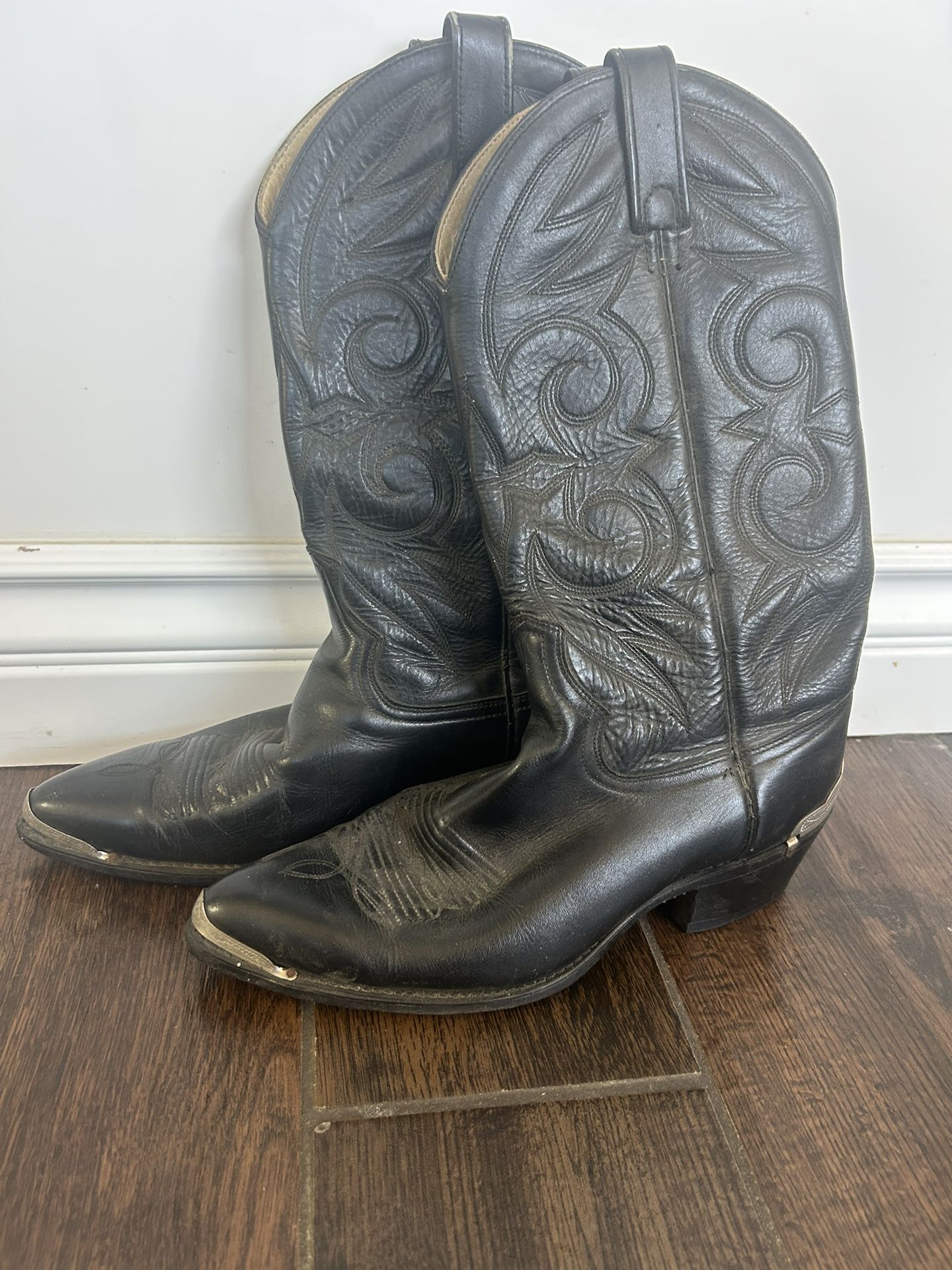 Black Leather Cowboy Boots Women’s 10