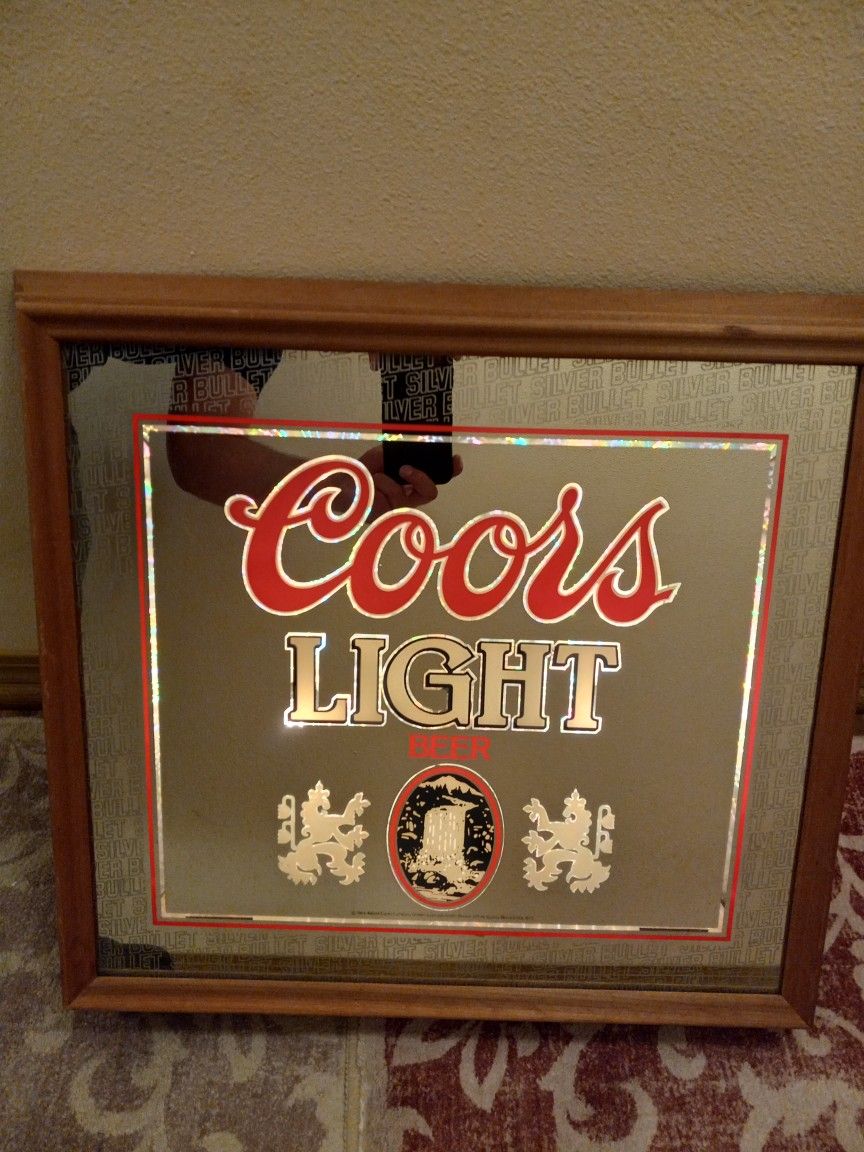 1984 Coors Light Beer Mirror Lighted Sign