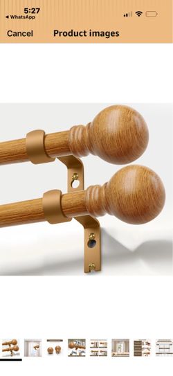 Wood Curtain Rods Set 2 Pack for Windows 72 to 144 Adjustable 1" Diameter Heavy Duty Window Rod Decorative Wooden Modern Boho with Brackets Large Long
