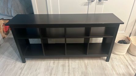 Black Wood TV Stand with Open Shelves