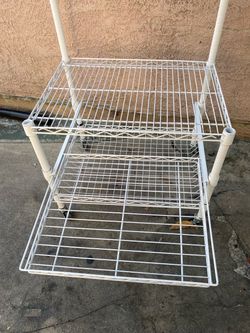 White Wire Shelving Unit on Wheels