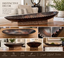 Large 36” Sculptural Metal Centerpiece Bowl – Bronze Decorative Art