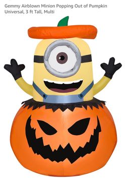 Gemmy Airblown Minion Pumpkin Halloween Inflatable 3 ft