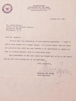 1964 Department of the Army letter on official letterhead