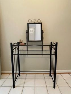 Modern Metal & Glass Vanity with Mirror