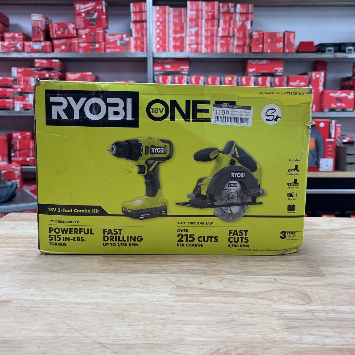 RYOBI ONE+ 18V Cordless 2-Tool Combo Kit with Drill/Driver, Circular Saw, (2) 1.5 Ah Batteries, and Charger