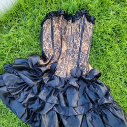Cheetah Leopard Print cat kitty corset dress with bubble skirt small halloween 