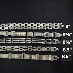 8½"-9" 5 pcs EDFORCE Men's Silver Stainless Steel Bracelet Set