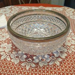 LEAD CRYSTAL AND SILVER BOWL