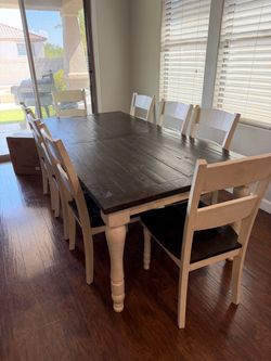 Farmhouse Dining Table with 8 Chairs