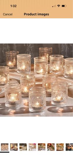 30 Pack Clear Glass Votive Candle Holders, Vintage Candle Holder Bulk, Tealight Candle Holders for Table Centerpieces, Home, Bridal Shower, Birthday, 