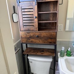 Over-the-Toilet Storage Cabinet – Rustic Wood & Metal