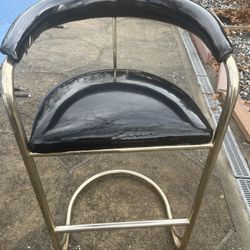 Bar stool beautiful Black leather with gold frame 