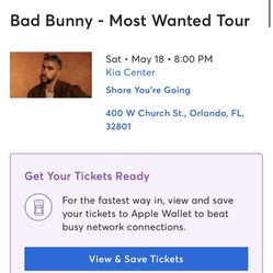 Bad bunny Concert Tickets 5/18 