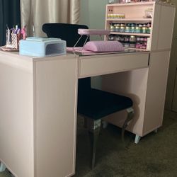 Nail desk with supplies 