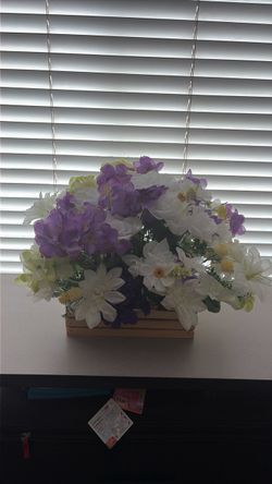Artificial Flower Arrangement in Wood Box
