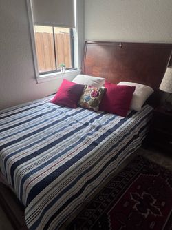 Queen Bed Frame Oak Wood Color