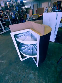 360 full Corner organizer cabinet diameter 31" opening at front is 13"