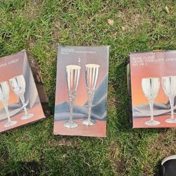 Vintage Flutes And Goblets Silver Plated 