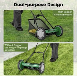  16 Inch Push Lawn Mower with 5 Steel Blade