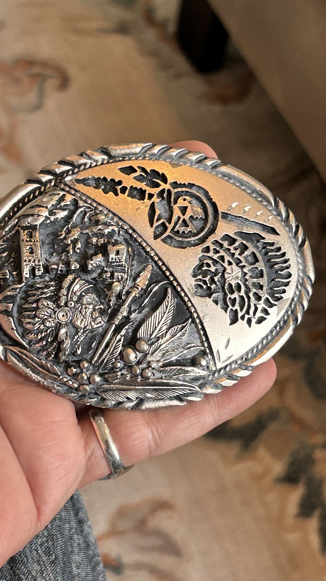 Hand Crafted In USA By American Indians Belt Buckle