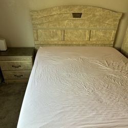 Queen bed and nighstand