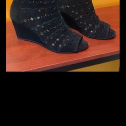 Michael Kors Black Wedge Peep-Toe Shoes