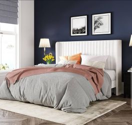 Queen Size Bed * White Velvet NEW***