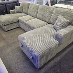Super Especial Sectional Doble Chaise Corduroy Storage Y Cama $649