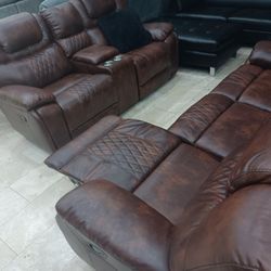 *Black Friday Now*---Santiago Attractive Leather Reclining Sofa/Loveseat Sets---Delivery And Easy Financing Available👍