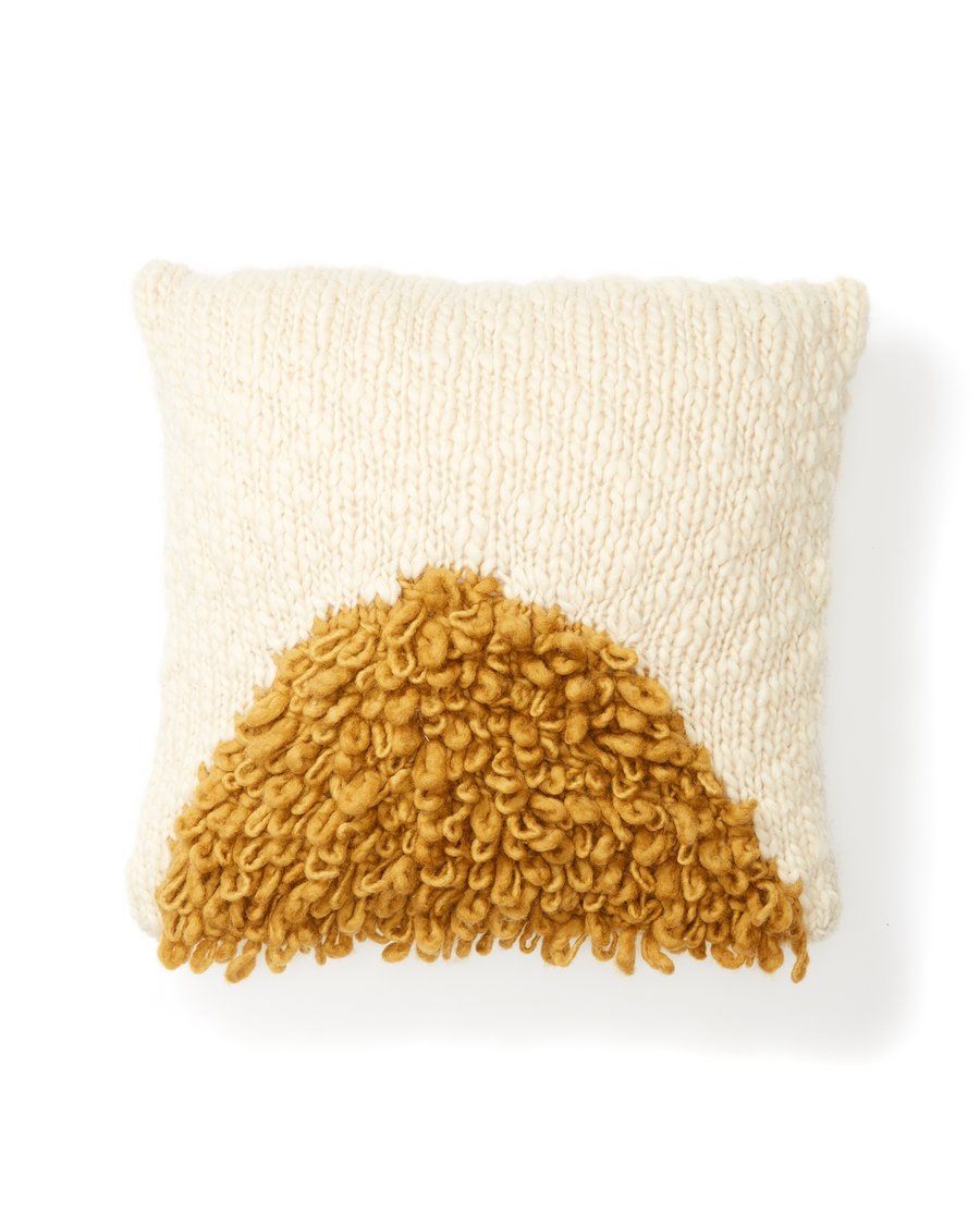 Minna-Goods MOON SHAG PILLOW COVER ~ GOLD 16” x 16” Sq HANDMADE BOHO MODERN MINIMALIST Farmhouse