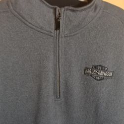 HARLEY-DAVIDSON (GENUINE) MEN'S GRAY 2XL FLEECE LONG-SLVE 3/4 ZIP SWEATER $30.50