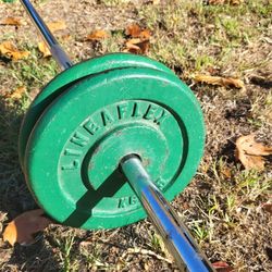Dumbell 5ft Lifting Weight Bar 13lb 4x 5kg Plates