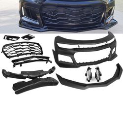 Fits 16-18 Chevy Camaro ZL1 Style Front Bumper Cover Conversion w/ DRL Fog Light
