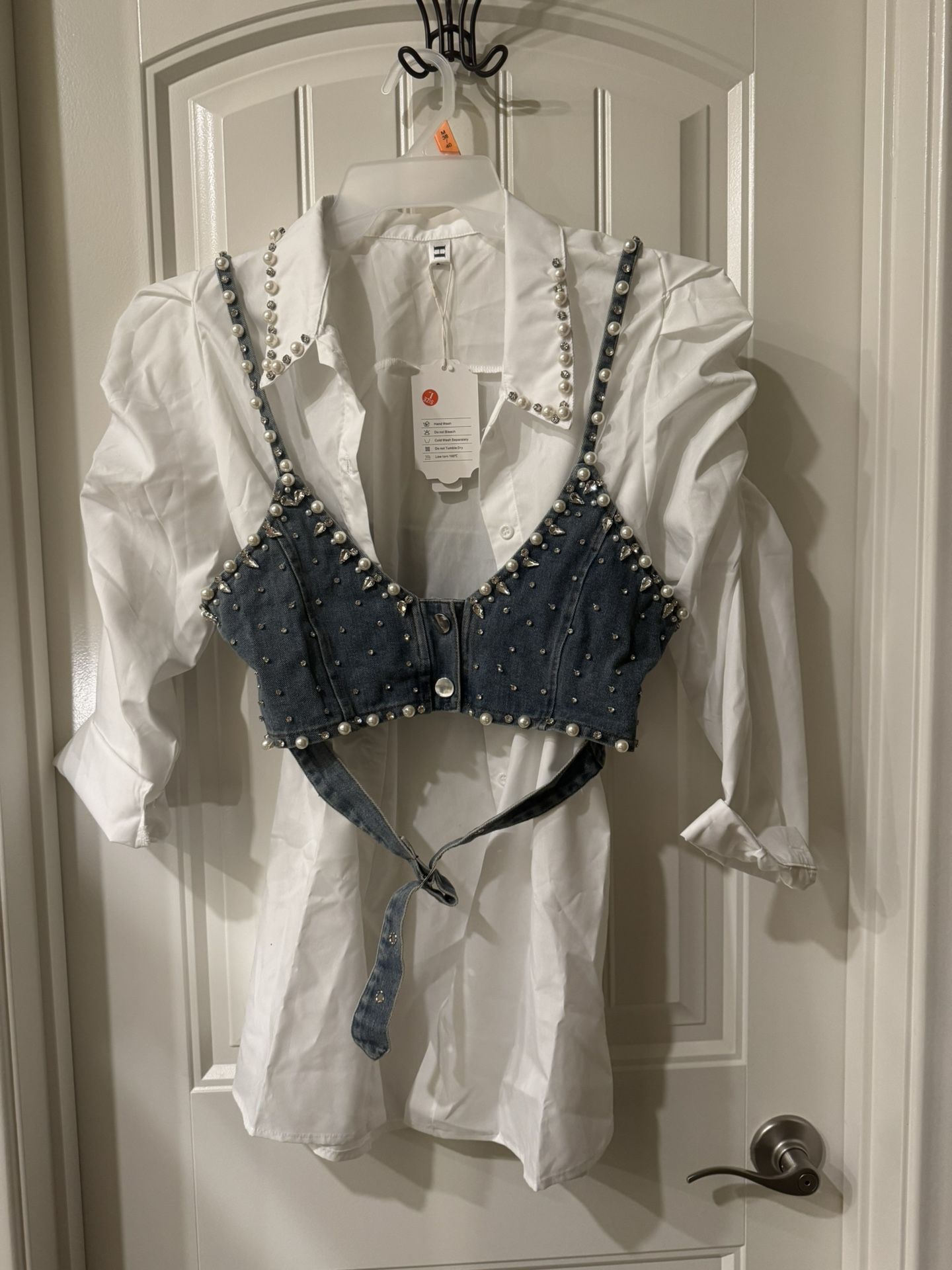Embellished shirt/ Denim 