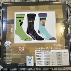 Minecraft 3 Pair Mens Crew Socks Size 10-13... CHECK OUT MY PAGE FOR MORE ITEMS