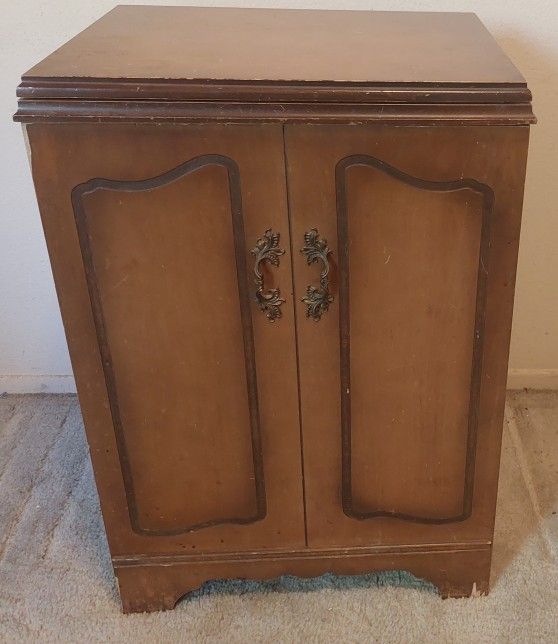 Vintage Sewing Machine Cabinet With Tuck-away Chair